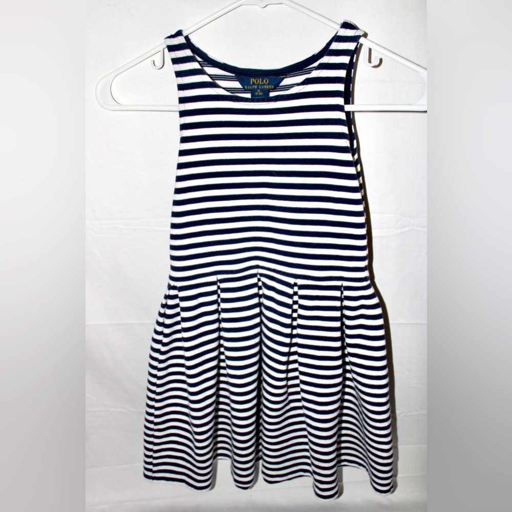 Girls Polo Ralph Lauren Size M (8/10)  Striped Dress White Blue